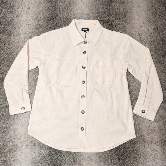 Monrow Corduroy Oversized Shacket Taupe Women's Medium NWT HJ0212-2 - Picture 8 of 16